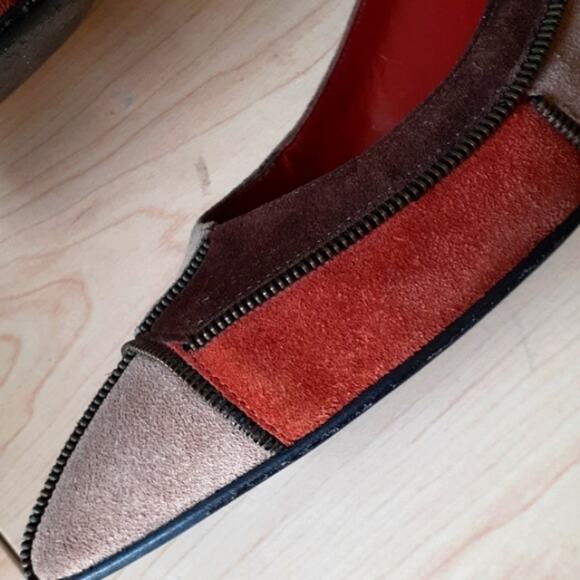 MARC BY MARK JACOBS Patchwork Pumps Size 7 SUEDE Heels Office Workwear Vintage - Picture 5 of 13